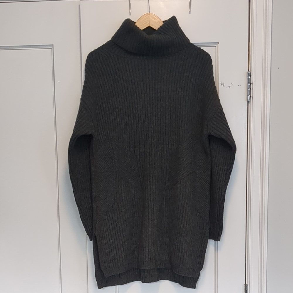 NWT Thakoon Charcoal Lambs wool Chunky Turtleneck Sweater Dress Sz M